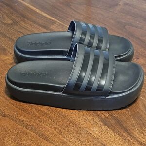 Adidas Adilette Platform Slides in Black